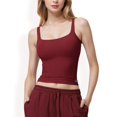 thumbnail image 1 of Women's Square Neck Sleeveless Tank Top with Stretch Fit - Small, Burgundy, 1 of 7