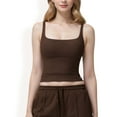 thumbnail image 1 of Women's Square Neck Sleeveless Tank Top with Stretch Fit - X Large, Brown, 1 of 7