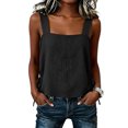 thumbnail image 1 of Women's Square Neck Sleeveless Top Casual Going Out Loose Fit Tank Tops Side Tie Summer Blouse Beach Vacation Shirt,Black,L, 1 of 8