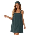 thumbnail image 1 of Women's Square Neck Sleeveless Towel Cover up Dress, Absorbent Bath Wrap with Pockets, Casual Loose Bathrobe for Shower, Home Wear and Beach Vacation Dark Blue, 1 of 8