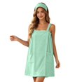 thumbnail image 1 of Women's Square Neck Sleeveless Towel Cover up Dress, Absorbent Bath Wrap with Pockets, Casual Loose Bathrobe for Shower, Home Wear and Beach Vacation Green, 1 of 8