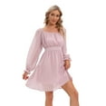 thumbnail image 1 of Women's Square Neck Smocked Dresses Long Sleeve Mesh Babydoll Dresses Swiss Dot High Waist Chiffon Flowy Party Dress, 1 of 10