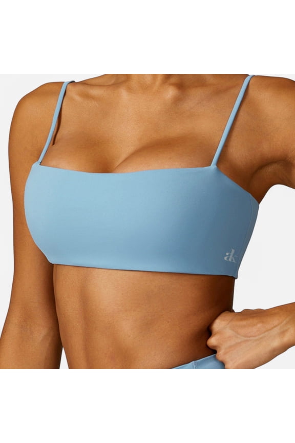 Women's Square Neck Sports Bra with Thin Straps - X Large, Light Blue