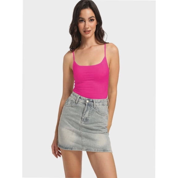 Women's Square Neck Tank Top Adjustable Spaghetti Straps Sleeveless Basic Tops Sharp Collection