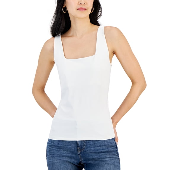INC Women's Square-Neck Tank Top Bright White XXL