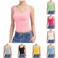 thumbnail image 1 of Women's Square Neck Tank Top Sleeveless Double Lined Basic Camisoles, XXXL, Pink, 1 of 4