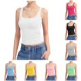 thumbnail image 1 of Women's Square Neck Tank Top Sleeveless Double Lined Basic Camisoles, XXXXL, White, 1 of 4