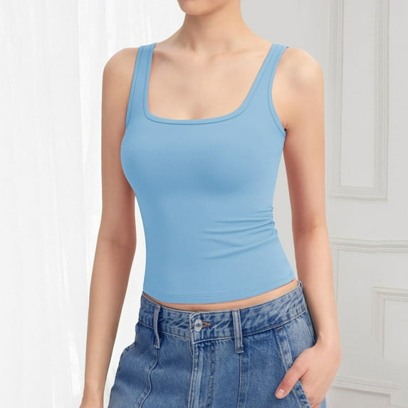 Women's Square Neck Tank Top Sleeveless Double Lined Basic Tops Silk Lace Top Womens Tops plus Size Packs Womens Layering Long Womens Layering Tops Long Length plus Size Womens Camisoles And Ladies