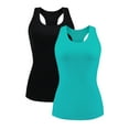 thumbnail image 1 of Women's Square Neck Tank Tops Cotton Racerback Camisole With Shelf Bra, 2-Packs, 1 of 7