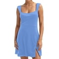 thumbnail image 1 of Women's Square Neck Tight Dress Sleeveless Vest Elastic Flared Mini Dress, 1 of 2