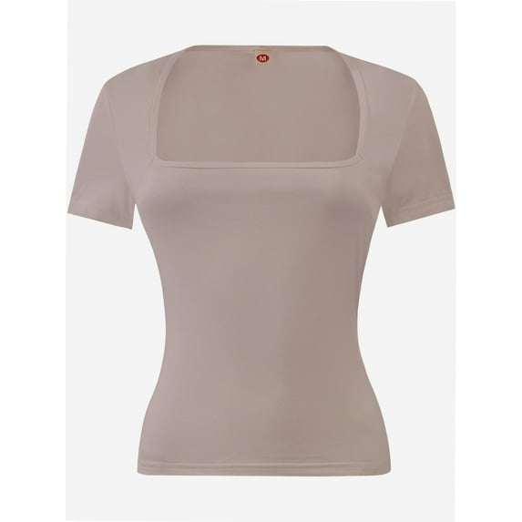 Women's Square Neck Tops Short Sleeve Crop Tops Workout Summer Clothes Casual Slim Fit T-Shirts