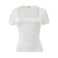 thumbnail image 1 of Women's Square Neck Tops Short Sleeve Crop Tops Workout Summer Clothes Casual Slim Fit T-Shirts, 1 of 5