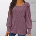 thumbnail image 1 of Women's Square Neck Tuinc Shirts Puff Sleeve Pullover Textured Knit Sweaters Casual Loose Tops for Fall Winter 2025, 1 of 6