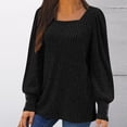 thumbnail image 1 of Women's Square Neck Tuinc Shirts Puff Sleeve Pullover Textured Knit Sweaters Casual Loose Tops for Fall Winter 2025, 1 of 6