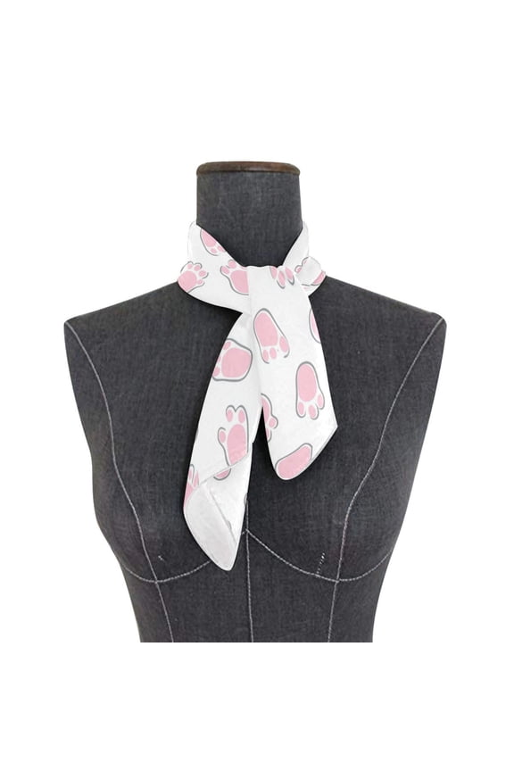 Women's Square Scarf 23" with 10 Bobby Pins Multipurpose Scarves for Head Wraps and Bag Decor Pink Bunny Footprints