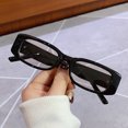 thumbnail image 1 of Womens Square Sunglasses Eye Protection Fashion Glasses PC Frame AC Lens Bright Black Gray Lens White Frame UV Blocking, 1 of 1