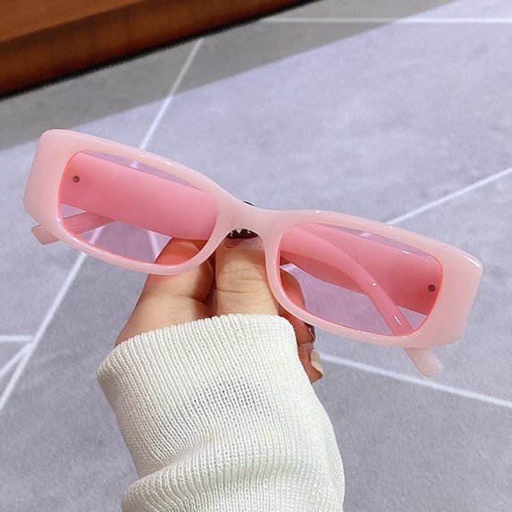 Womens Square Sunglasses Eye Protection Fashion Glasses PC Frame AC Lens Bright Black Gray Lens White Frame UV Blocking