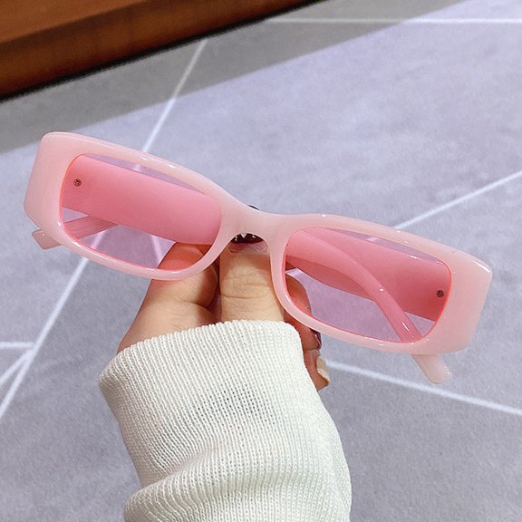 Womens Square Sunglasses Eye Protection Fashion Glasses PC Frame AC Lens Bright Black Gray Lens White Frame UV Blocking