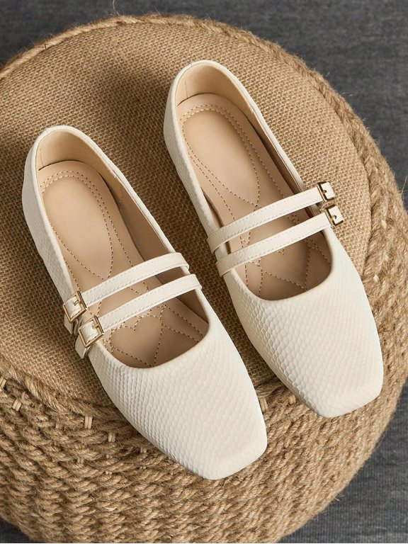 Women's Square Toe Ballerina Flats Slip-On Casual Shoes for Jeans and Work Outfits