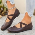 thumbnail image 1 of Women's Square Toe Ballet Flats With Crossed Straps Breathable Soft Sole On Lightweight Non Comfortable Casual Walking Shoes For Everyday Wear Brown 39, 1 of 9