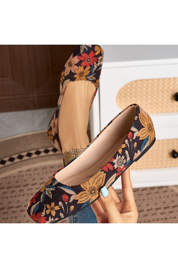 Women's Square Toe Ballet Flats Low Cut On Loafers Soft Sole Lightweight Breathable Non Comfortable Casual Walking Shoes For Daily All Day Wear Brown 41