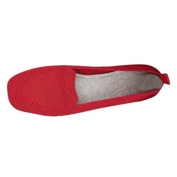 Women's Square Toe Flats Shoes Knitted Lightweight Casual Slip On Loafers Soft Comfort Breathable Mesh Work Ballet Shoes
