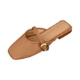 thumbnail image 1 of Women's Square Toe Flats Slip On Backless Loafers With Metal Mule Buckle Detail Low Block Heel Casual Classic Fashion Mules For Spring And Summer Quality Delicate Footwear‌ Lightweight, 1 of 4
