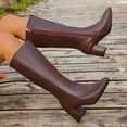 thumbnail image 1 of Women’s Square Toe Knee High Boots, Faux Leather Block Heel Tall Boots, Side Zipper Fashion Dress Boots, 1 of 5