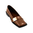 thumbnail image 1 of Women's Square Toe Loafers with Buckle Soft Elegant Comfort Anti-Slip Sole Retro Shoes Suitable for Office Commuting Brown 7, 1 of 7