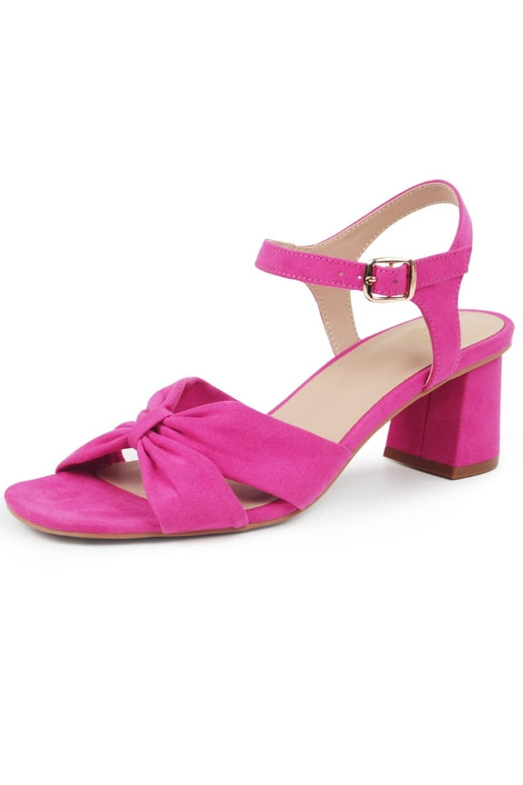 Women's Open Toe Ankle Strap Low Chunk Heel Sandals for Ladies