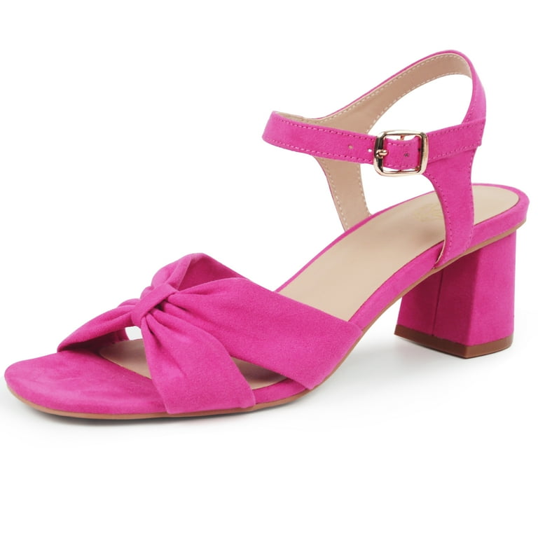 Pink block cheap heel shoes