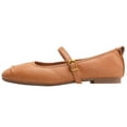thumbnail image 1 of Women's Square Toe Mary Jane Flats, Soft Leather, Buckle Closure, Casual Shoes, 1 of 17