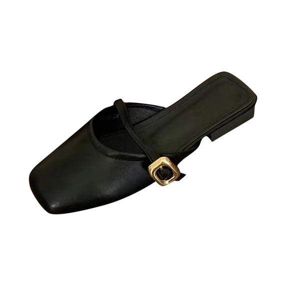 Women’s Square Toe Mules, Slip On Backless Low Block Heel Dress Shoes, Comfortable Closed Toe Mules for Office Wedding Party, 36