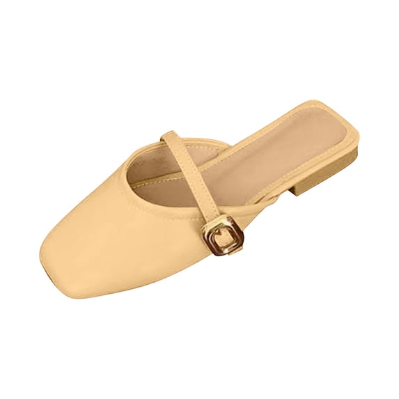 Women’s Square Toe Mules, Slip On Backless Low Block Heel Dress Shoes, Comfortable Closed Toe Mules for Office Wedding Party, 36