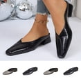 thumbnail image 1 of Women's Square Toe Mules, Trendy Leather Low Block Heel Slip On Shoes, Comfortable Casual Loafers for Spring Summer, Plus Size Available for Wide Feet, Fashionable Outdoor Slides, 1 of 10