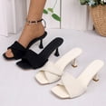 thumbnail image 1 of Women's Square Toe Stiletto Heeled Mules, Ribbed Fabric Peep Toe Dress Shoes, Plus Size Comfortable Stiletto High Heel Shoes for Spring Summer Wear, 1 of 10