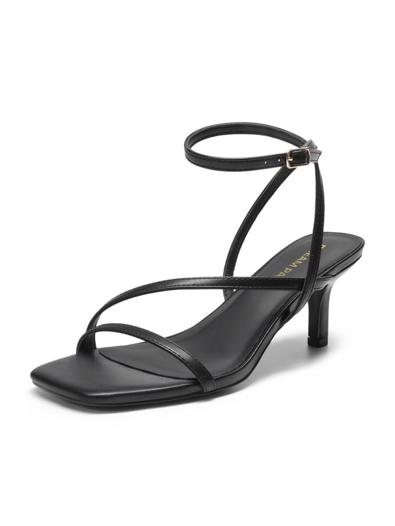 Women's Square Toe Stiletto Heels with PU-Covered Latex Insole
