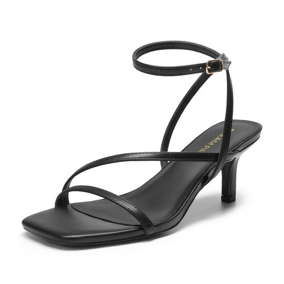 Women's Square Toe Stiletto Heels with PU-Covered Latex Insole