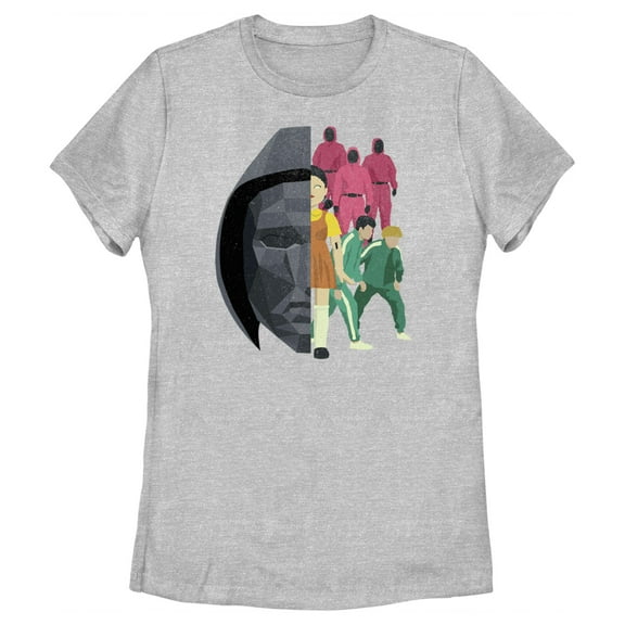 Women's Squid Game Abstract Characters Graphic Tee Athletic Heather Large