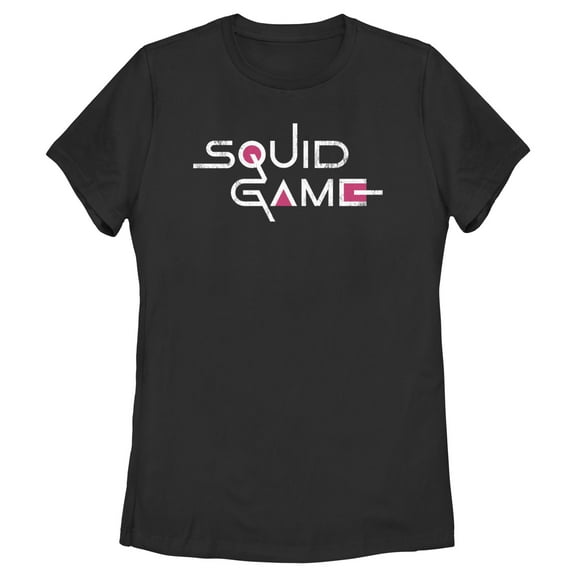 Women's Squid Game Distressed Logo Black Graphic Tee Black Small
