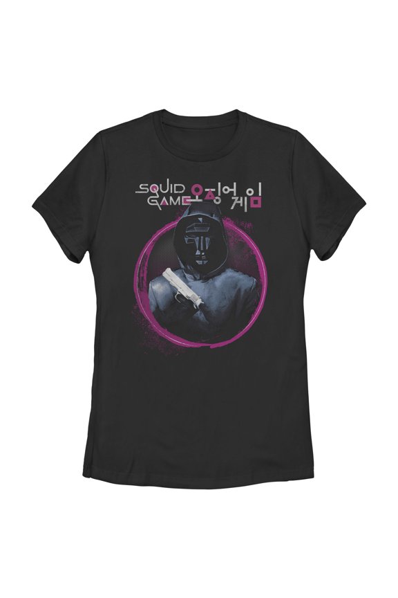 Women's Squid Game Front Man Portrait Graphic Tee Black Small