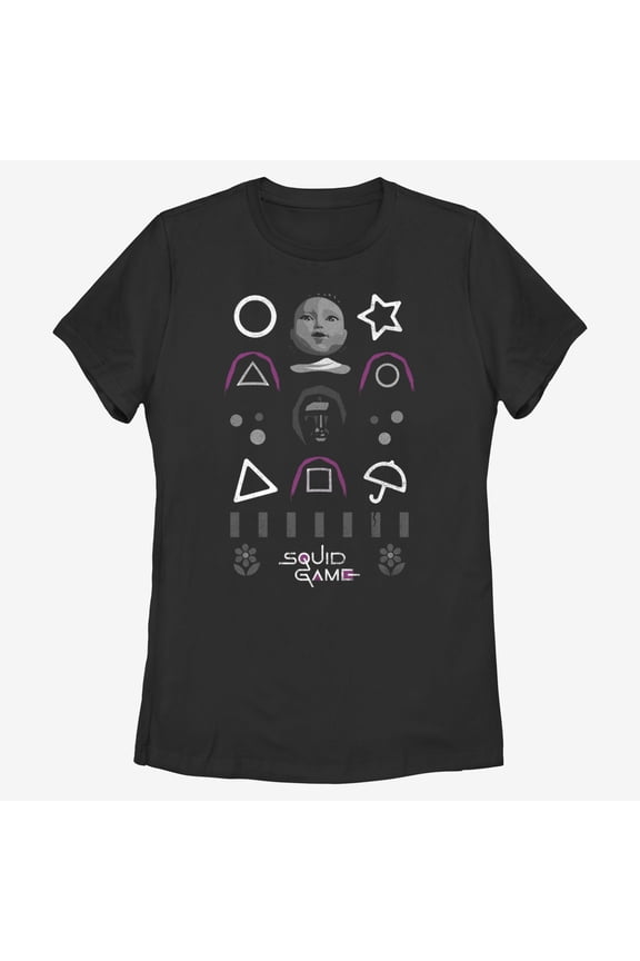 Women's Squid Game Game Icons Graphic Tee Black Small