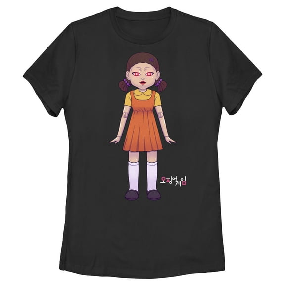 Women's Squid Game Giant Doll Graphic Tee Black Large