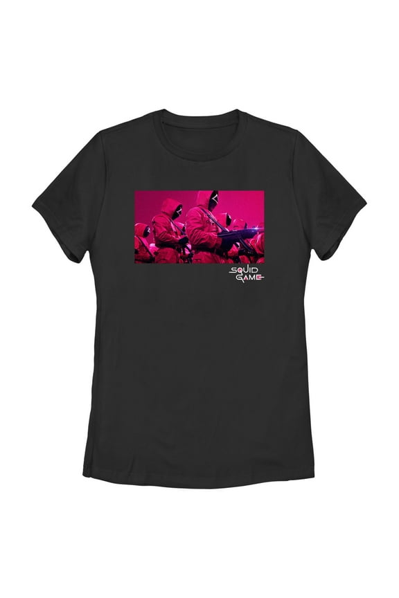 Women's Squid Game Locked and Loaded Graphic Tee Black Medium