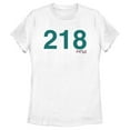 thumbnail image 1 of Women's Squid Game Player 218 Graphic Tee White Small, 1 of 4