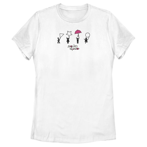 Women's Squid Game Silhouette Icons Graphic Tee White X Large