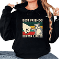 thumbnail image 1 of Black Print Hoodie Graphic Sweatshirt Squirrel Best Friends Graphic Tees Shirts Ideal for Friendship Casual Daily Tops S-2XL, 1 of 7