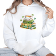 thumbnail image 1 of Women's St Patrick Day Clover Book & Tea Graphic Comfortable Hoodie Casual Hooded long-sleeved White S-2XL, 1 of 6