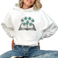 thumbnail image 1 of Women's St Patrick Day Clover Open Book Graphic Breathable Hoodie Casual Cotton Hooded long-sleeved White S-2XL, 1 of 6