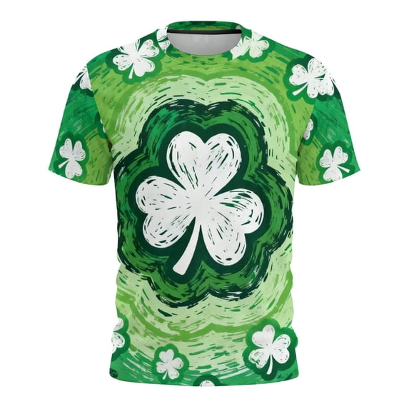 Women's St Patricks Day T Shirts Oversized Crewneck Shamrock Print Short Sleeve Shirt Casual Plus Size Round Neck Loose Funny Graphic Tee